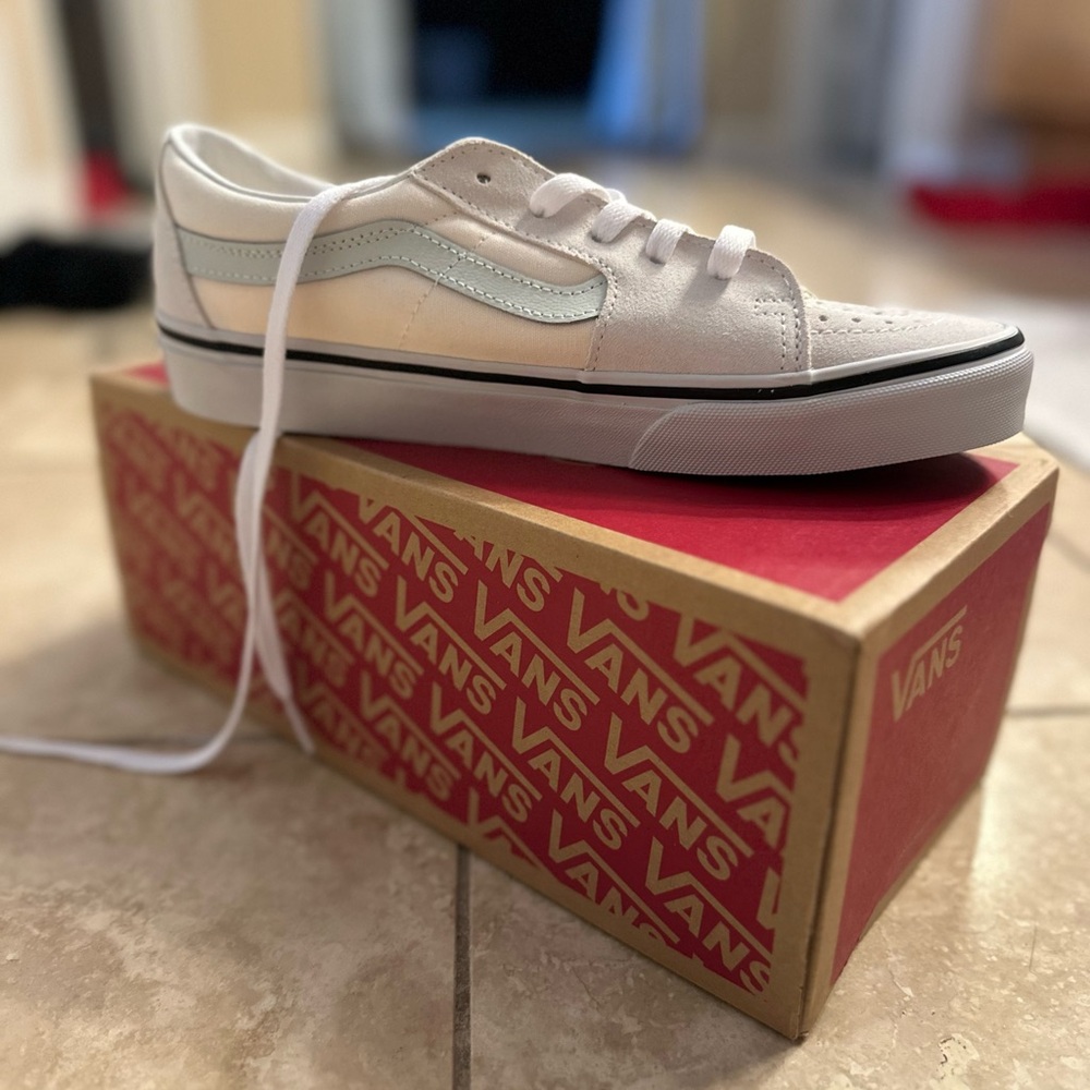 Vans White and Light Blue Sneakers